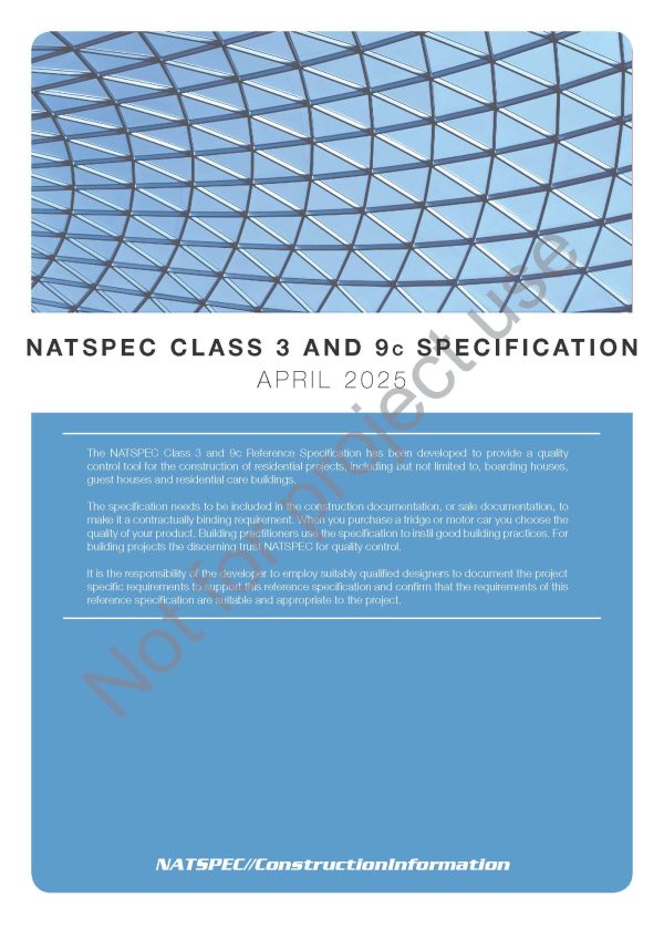 NATSPEC CLASS 3 and 9c Specification - Not for project use