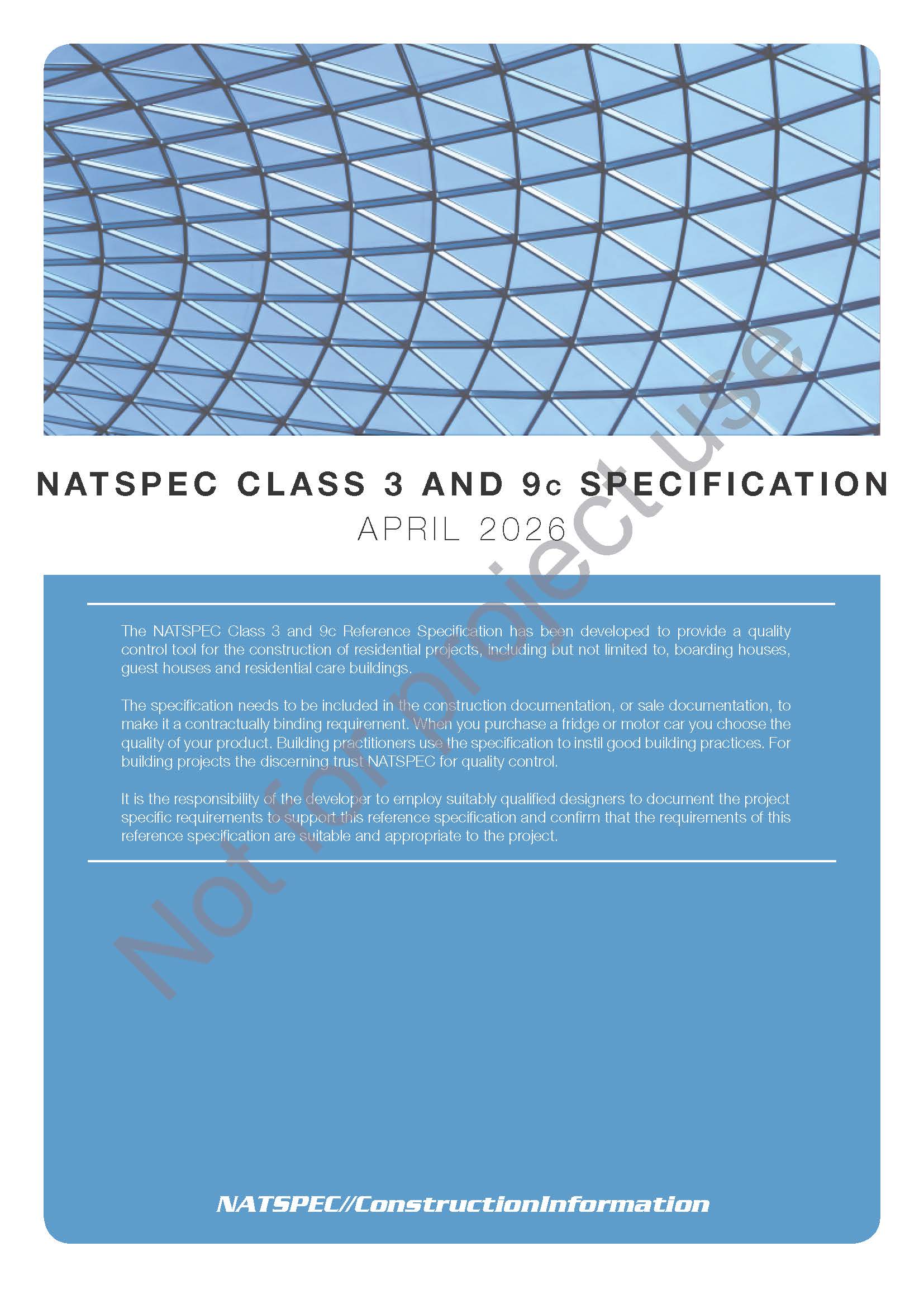 NATSPEC CLASS 3 and 9c Specification April 2026 - Not for project use