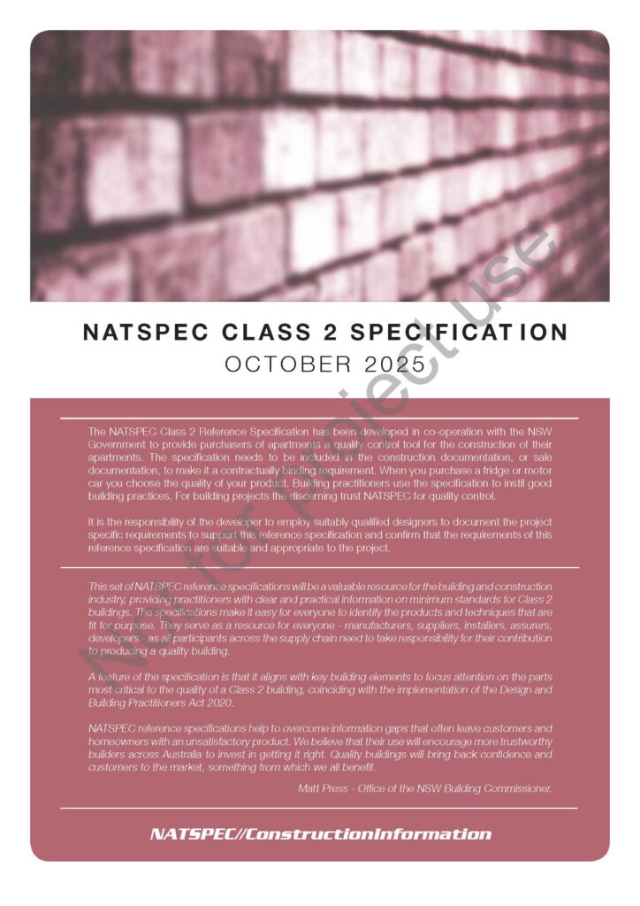Natspec Examples NATSPEC CLASS 2 Specification October 2025 (NCC 2022) – Not for project use